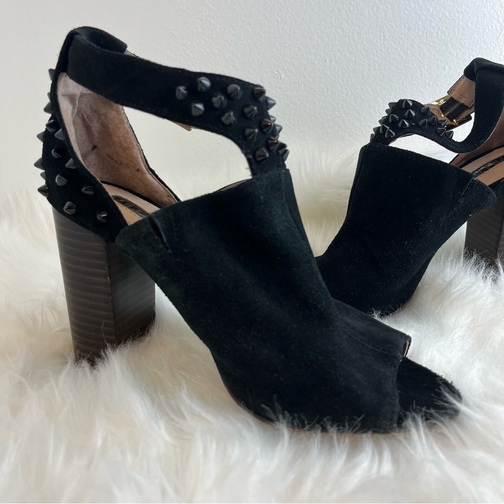 Lollipops Women's Black Suede Heels Size 8 (EU 39) Black Open Toe T-Strap
